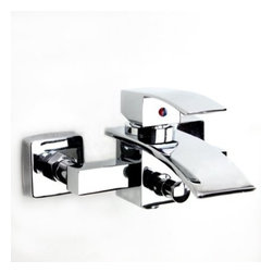 Cotemporary Chrome Finish Wall Mounted Bathtub Mixer Taps - Products