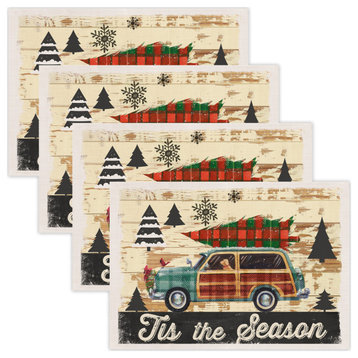 Christmas Plaid 14"x20" Woody Placemats (Set of 4), Oyster