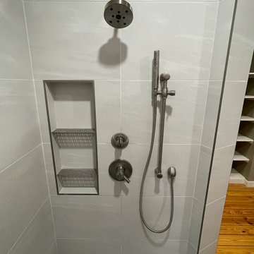 MASTER BATHROOM - Large Shower with 16" x 32" Porcelain Tile, Hex Floor Tile