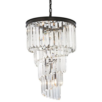 Traditional Art Deco Six Light Chandelier in Oil Rubbed Bronze Finish