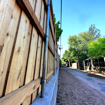Bowie St - Cedar Fence & Concrete Retaining Wall - Wolflin