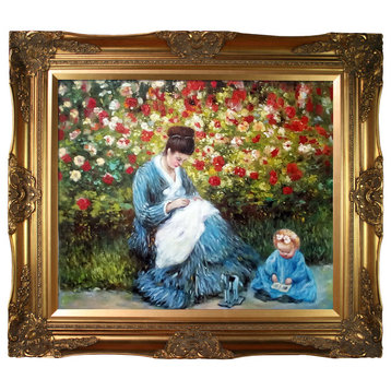 Camille Monet and a Child in the Artist's Garden in Argenteuil