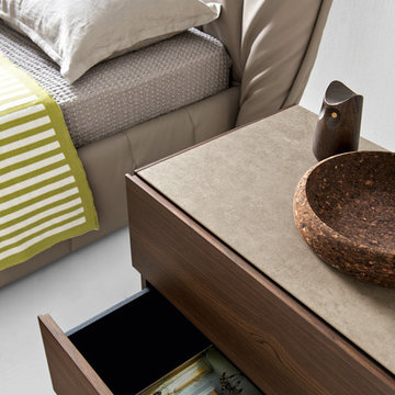 City 2 Drawer Nightstand - Smoke Wood Drawers + Frame - Nougat Ceramic Top
