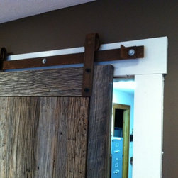 Custom Reclaimed Wood Barn Door for Rustic Home Office - Interior Doors