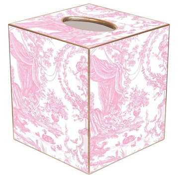 TB287-Pink Toile Tissue Box Cover