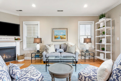 Transitional living room photo in Boston