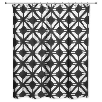 Watercolor Diamond Shower Curtain, Black