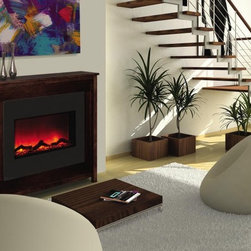 Amantii Zero Clearance Electric Wall Fireplace 30" Black Glass Surround - Indoor Fireplaces