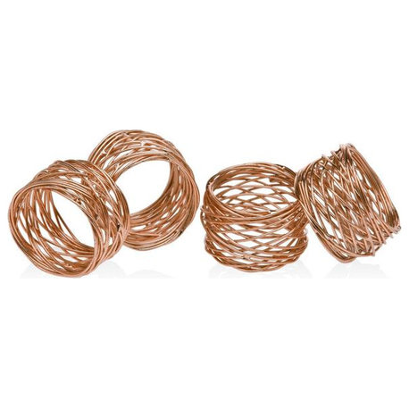 Godinger  Copper Round Mesh Napkin Rings - Set of 4