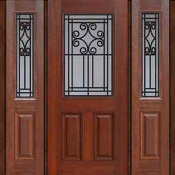 Prehung Sidelights Door 80 Fiberglass Novara 1/2 Lite GBG Glass - Front Doors