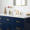 Grace Mid-century Bathroom Vanity w/Sink, Carrara White Quartz Top, Blue, 48"