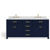 The Savoy Bathroom Vanity, Monarch Blue, 72", Double, With Mirror, Freestanding