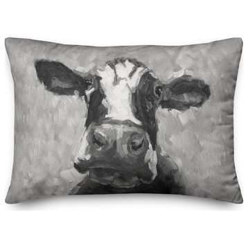 Gray Painted Cow 14x20 Indoor/Outdoor Pillow