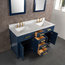 Madison 60" Carrara White Marble Vanity, Monarch Blue