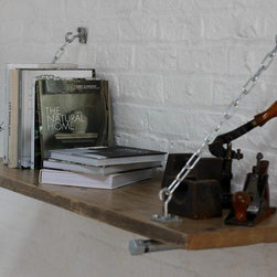 Susie Reclaimed Scaffolding Board Shelf with Galvanised Steel Pipe Wall - Display & Wall Shelves