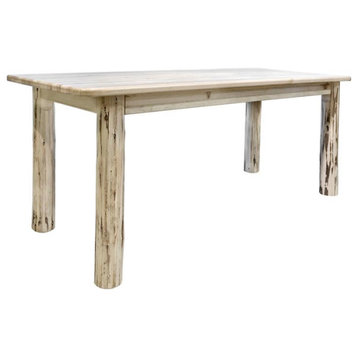 Montana Woodworks Handcrafted 4 Post Transitional Wood Dining Table in Natural