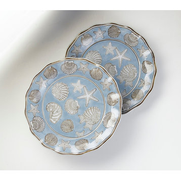 Seashell Design Round Platters, Set of 2