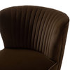 Set of 2 Accent Chair, Angled Legs With Velvet Seat & Channeled Back, Brown