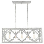 Savoy - Savoy 1-2615-5-118, Westbrook 5 Light Linear Chandelier - Bring all the elegance and charm of the French countryside into your home with this beautiful Westbrook chandelier. The Savoy House Charisma finish has all the feel of distressed wood and the light-colored, soothing hue keeps the mood relaxed. Five exposed lights will hold E-style 60W bulbs. Rectangular frame with three interesting medallion shapes on each long side, is open and airy, allowing light to fill your room. This chandelier is both high interest and serene, blending easily with traditional, farmhouse, transitional, and modern vintage decor. 38 inches long and the ideal shape to put a natural yet refined, finishing touch in your dining room, kitchen, kitchen island, great room, or other gathering spaces.