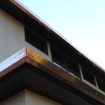 sectional 4x5 Box Gutters, 16 ounce Copper, Modern Home in Manhattan Beach, CA.