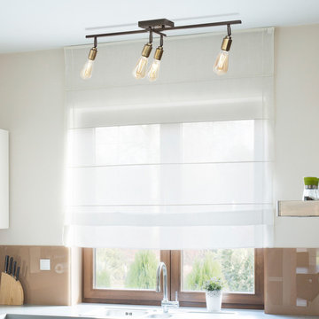 Radcliffe 4-Light Track Lighting, Antique Brass Sockets, Oil Rubbed Bronze Finis