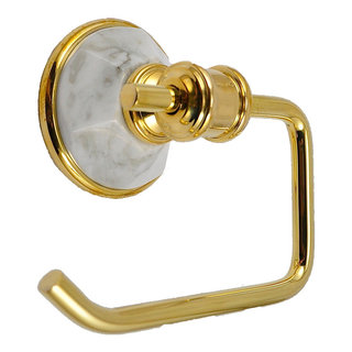 Double Robe Hook with Botticino Marble Accents - Traditional - Robe & Towel  Hooks - by BEAUBRASS
