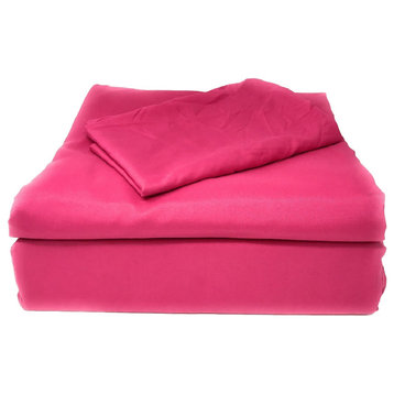 Solid Super Soft Colorful Bed Sheet Sets, Pink, King