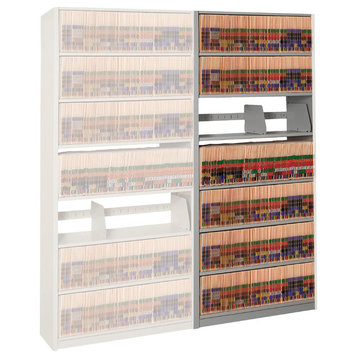 76.75" 4Post-In-A-Box Shelving, File Storage, 8 Shelves, Adder Unit, Gray Mist