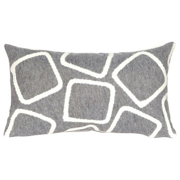 Visions I Squares Silver Pillow, Silver, 12"x20