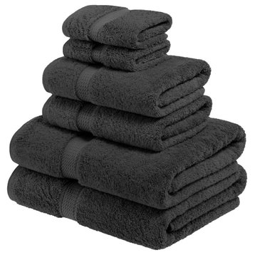 6 Piece Egyptian Cotton Quick Drying Towel Set, Charcoal