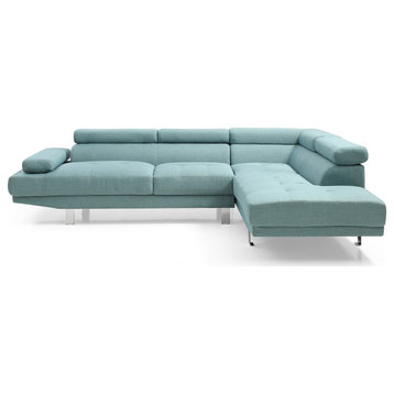 Riveredge 109" W 2 Piece Polyester Twill L Shape Sectional Sofa, Teal