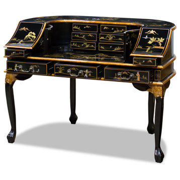 Chinoiserie Scenery Harpsichord Style Oriental Desk Set