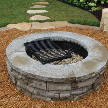 Ledgestone Boulders with Fire Pit