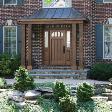 Copper Portico with Custom Cedar Door and Matching Columns