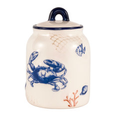 50 Most Por Beach Style Kitchen Canisters And Jars For 2018 Houzz Traders And Company White Stoneware Sugar Jar With Blue Nautical Designs Set Of 2