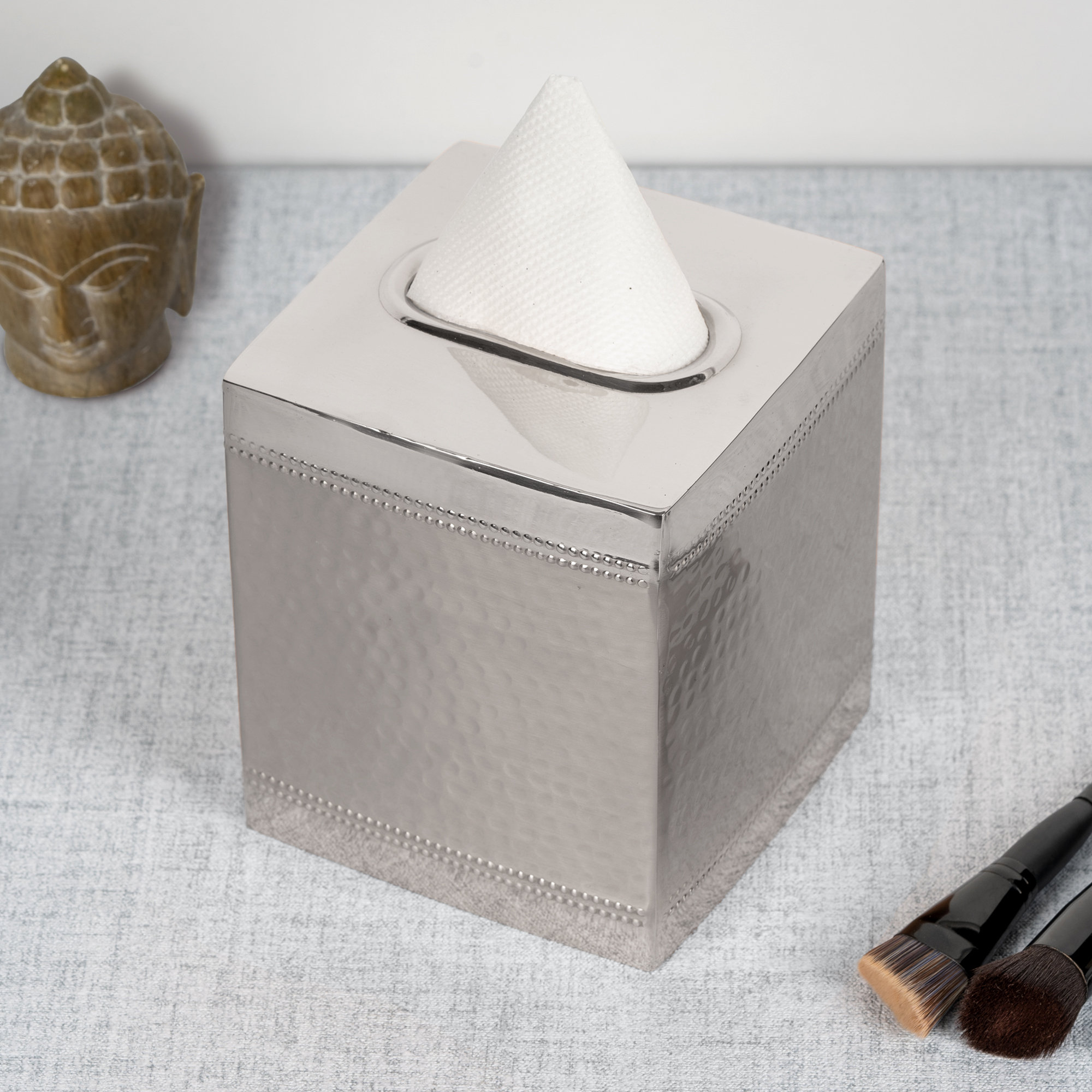 nu steel Hudson Hammered Mirror Boutique Tissue Box Cover ...