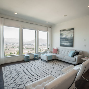 Creamy white Living room with updated Fireplace