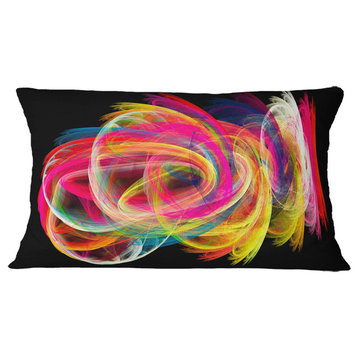 Colorful Thick Strokes in Black Abstract Throw Pillow, 12"x20"