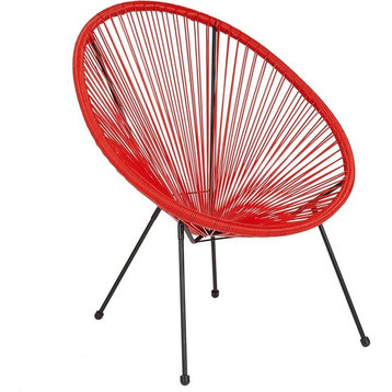 Valencia Oval Comfort Series Take Ten Rattan Lounge Chair, Red