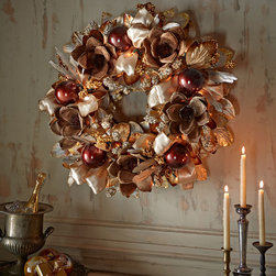 Pre-Lit Haute Chocolate 28" Christmas Wreath - Wreaths And Garlands