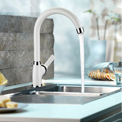 Contemporary Centerset White Painting Kitchen Sink Tap T0553 - Kitchen Faucets