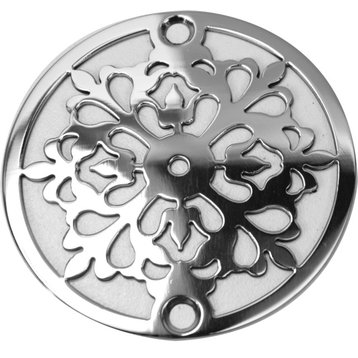 Shower Drain, Designer Drains Classic Motif No. 7, Polished Stainless Steel, 3.2
