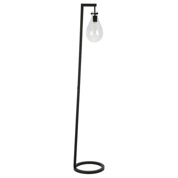 Weston 66 Tall Floor Lamp with Glass Shade in Blackened Bronze/Seeded