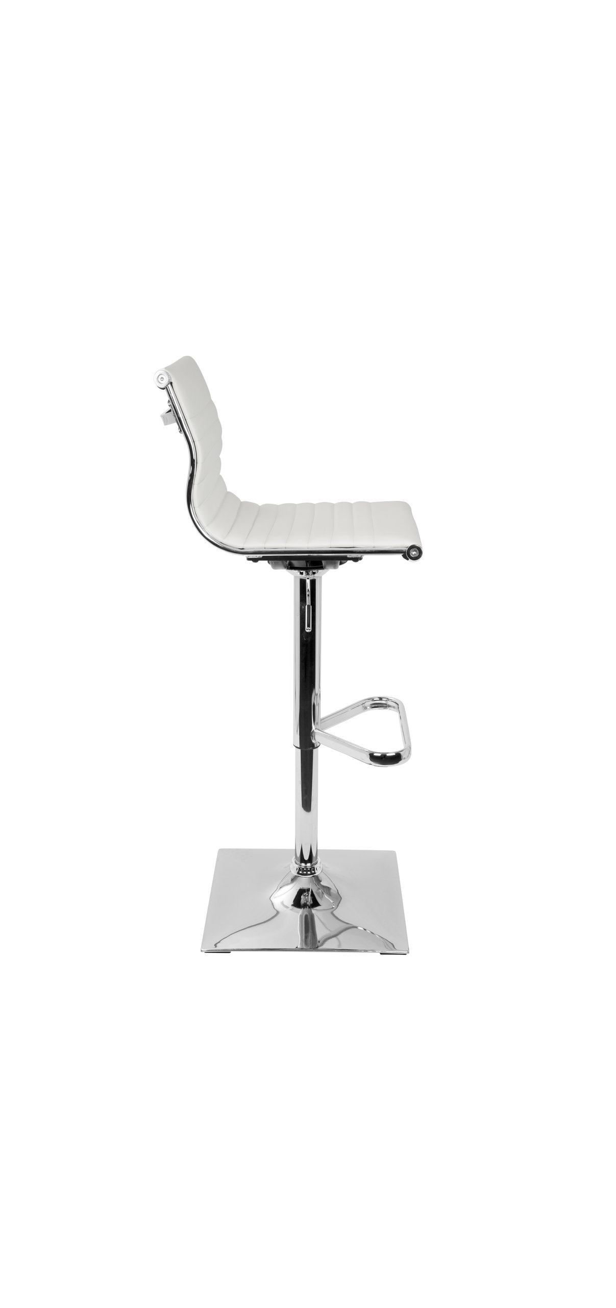 LumiSource Masters Adjustable Barstool With Swivel, White PU Leather