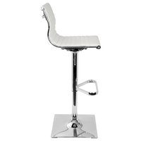 LumiSource Masters Adjustable Barstool With Swivel, White PU Leather