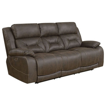 Aria Power Recliner Sofa With Power Head Rest, Saddle Brown