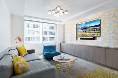 Inspiration for a contemporary family room remodel in New York