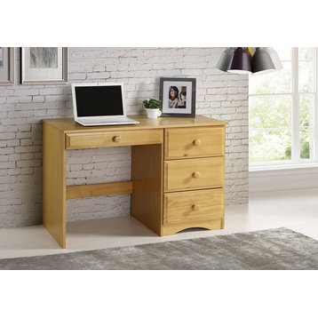 Contemporary Desk, Rectangular Worktop and Large Storage Drawers, Natural
