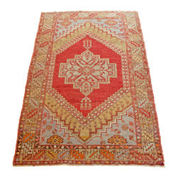 Antique Oushak Rug (red and yellow) - Rugs