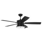 Craftmade - Dominick 52" Ceiling Fan, Flat Black - The Dominick 52" Smart ceiling fan is the perfect combination of contemporary mid-century modern style and exceptional performance. The Dominick 52" fan with the quiet energy saving 6-speed  reversible DC motor  set of five reversible custom blades and sleek integrated dimmable LED flared dome light with frosted white diffuser is easily controlled with either the included remote controls or the integrated WIFI featuring breeze and timer functions compatible for use with most smart home devices  smart phones and systems with no additional hub needed.